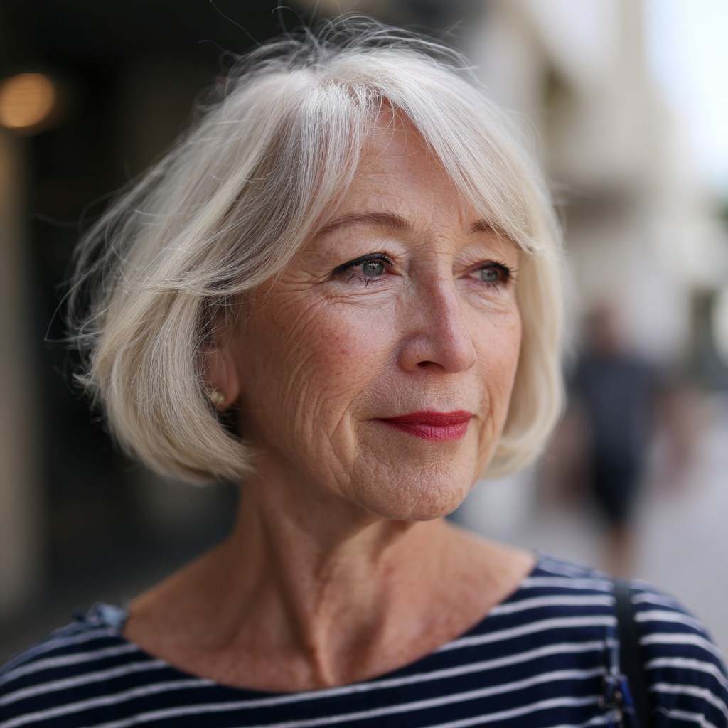 Chic Softly Layered Silver Bob with Gentle Movement