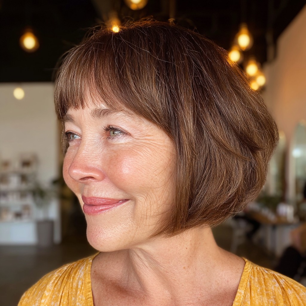 Chic Softly Rounded Bob with Subtle Bangs