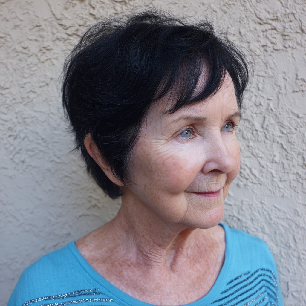 Chic Textured Short Cut with Jet Black Color