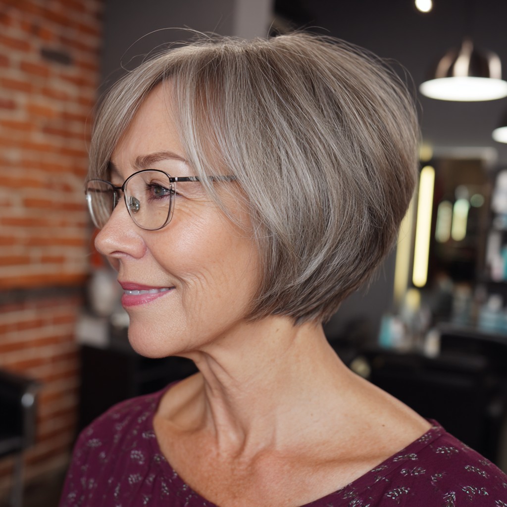 Chic Textured Silver Bob with Subtle Layers