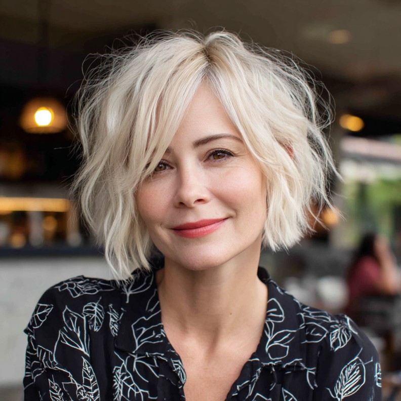 Effortless Textured Jagged Bob with Soft Waves