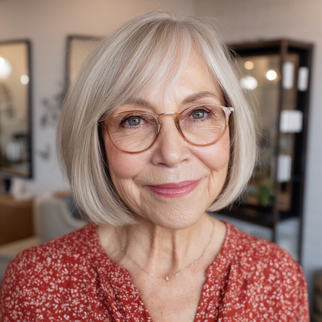 Modern Blunt Bob with Soft Fringe