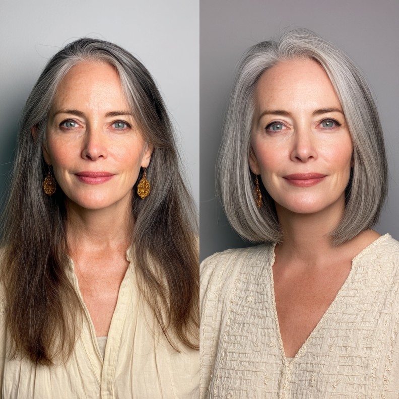 Modern Silvery Blunt Bob with Subtle Texture