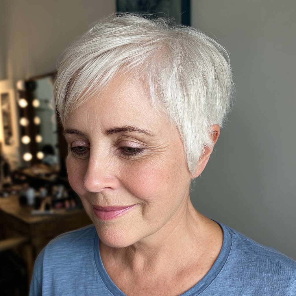Modern Silvery Textured Pixie Cut