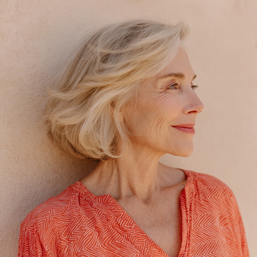 Softly Layered Blonde Bob with Gentle Waves
