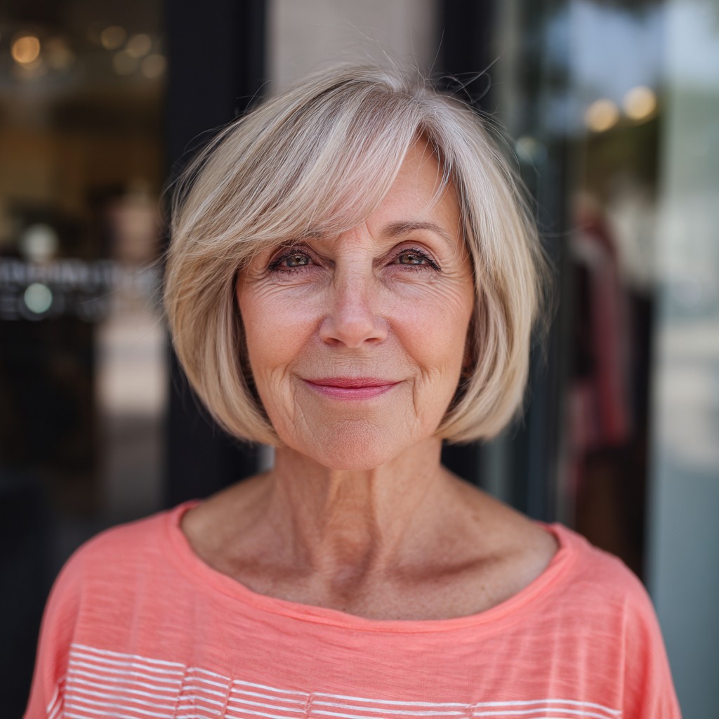 Softly Layered Blunt Bob with Side-Swept Bangs