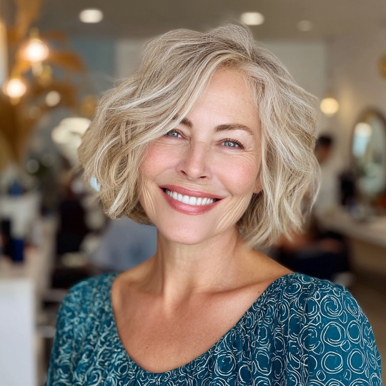 Softly Textured Ash Blonde Blunt Bob