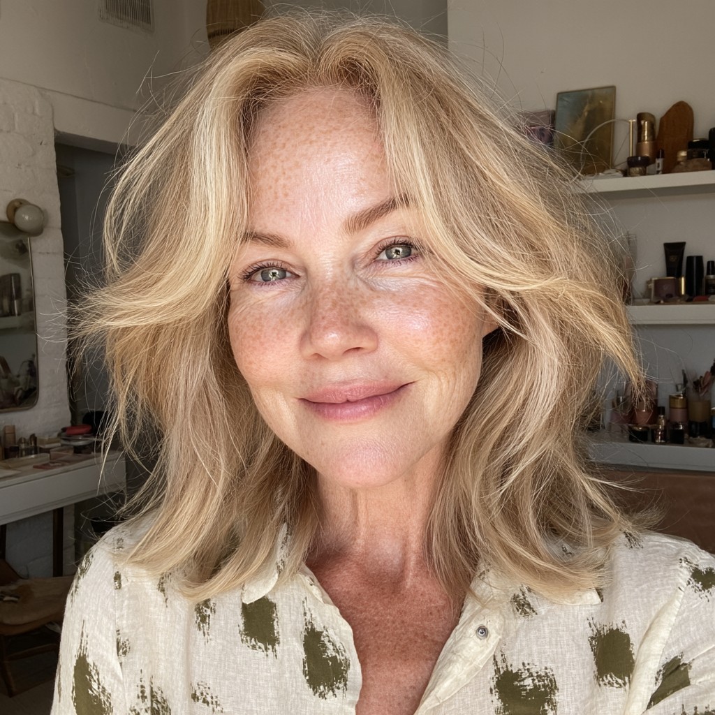 Softly Textured Mid-Length Layered Cut with Natural Movement