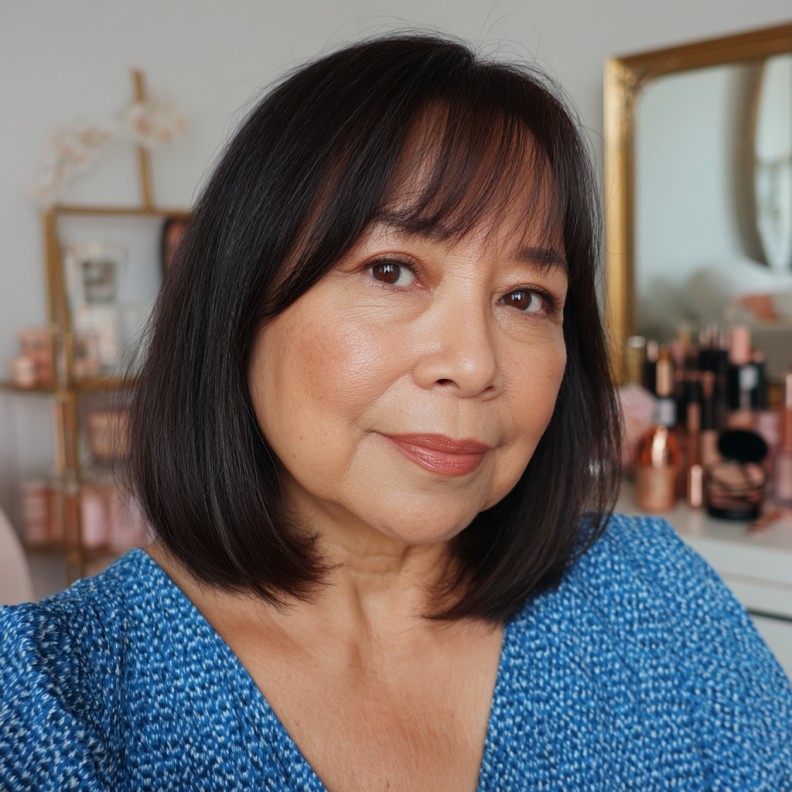 Stylish Blunt Bob with Soft See-Through Bangs