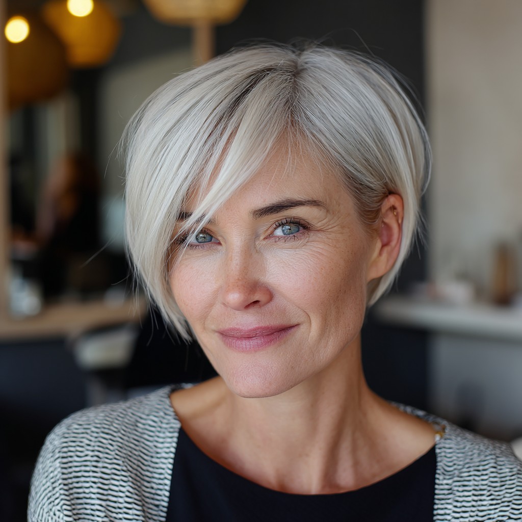 Stylish Short Layered Asymmetrical Cut with Soft Waves