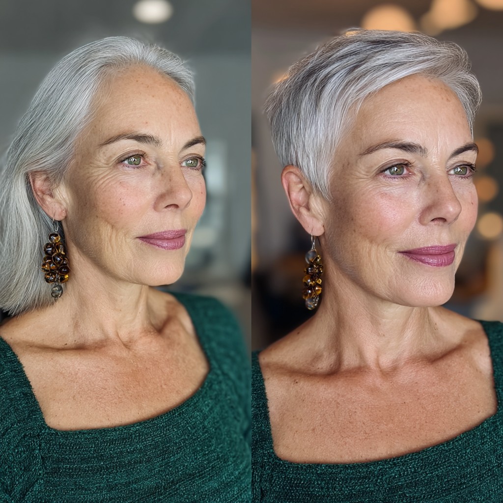 Stylish Textured Silver Pixie with Soft Layers