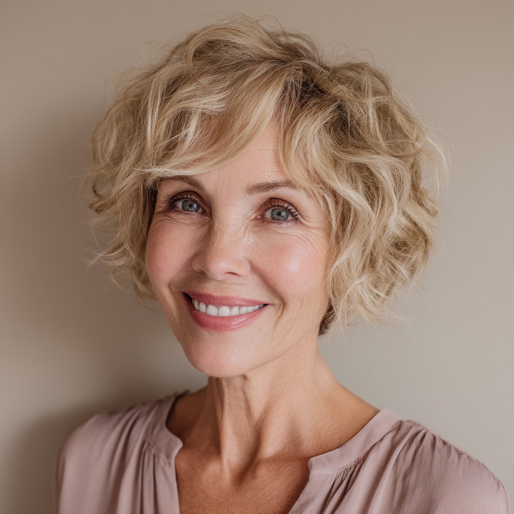 Textured Curly Bob with Soft Layers