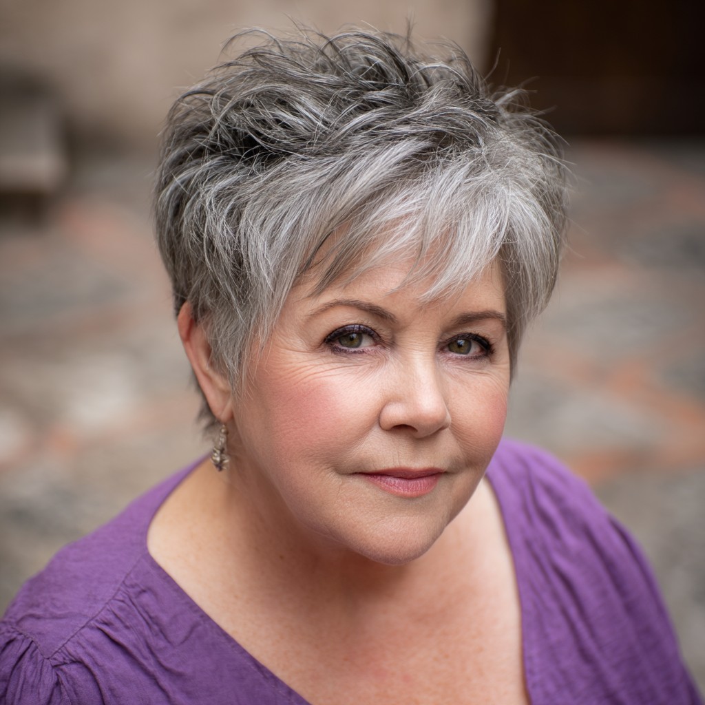 Textured Short Gray Cut with Lively Layers
