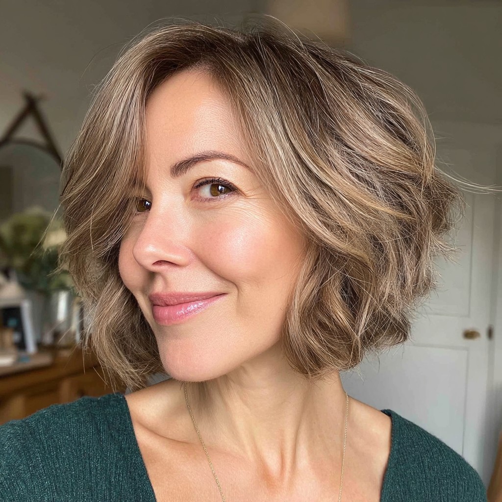 Textured Short Layered Cut with Soft Waves