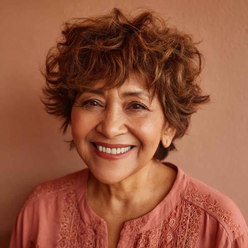 Textured Short Layers with Soft Bangs