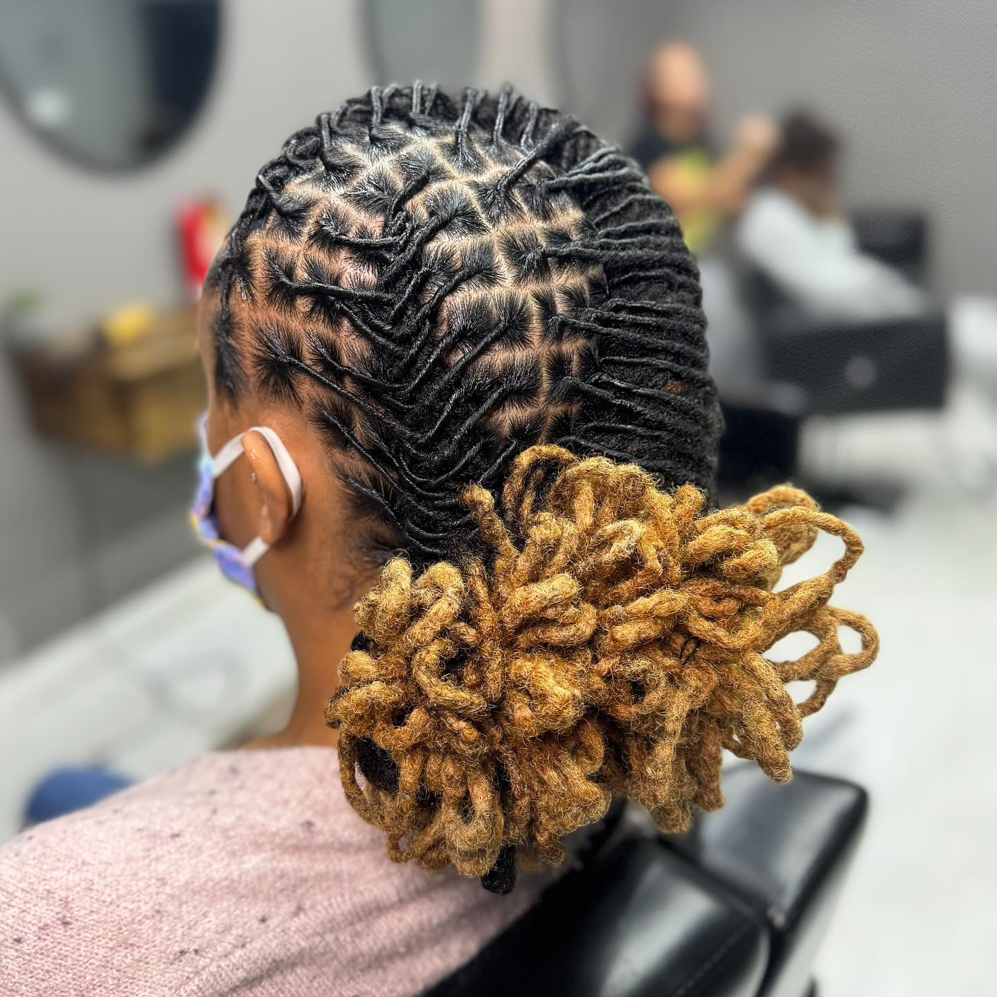 Textured Updo with Bold Color Highlights