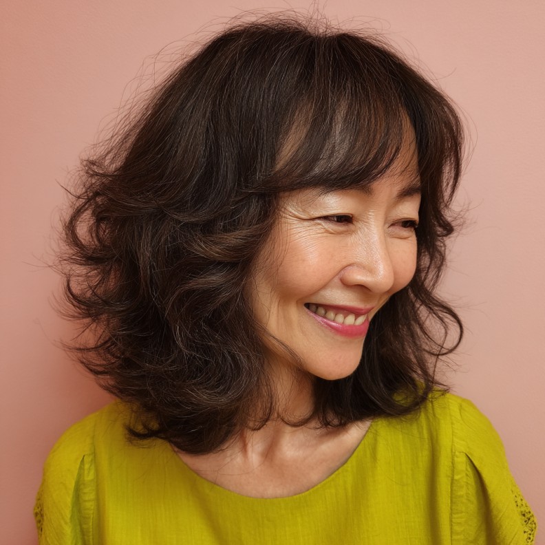 Textured Wavy Shag with Soft Volume and Face-Framing Layers