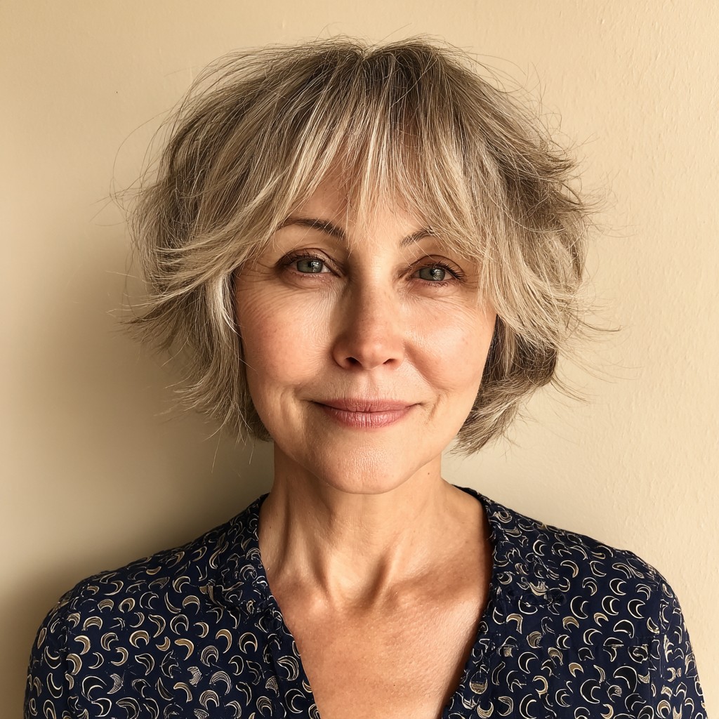 Whimsical Textured Short Cut with Feathered Bangs