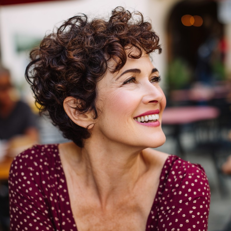 Charming Cinnamon Brown Curly Shag with Soft Volume
