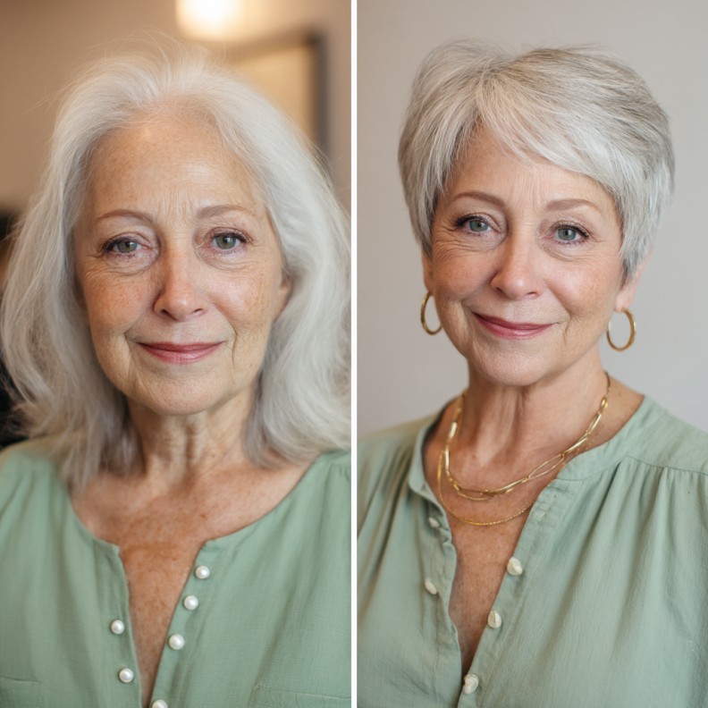 Chic Feathered Pixie with Bright Silver Highlights