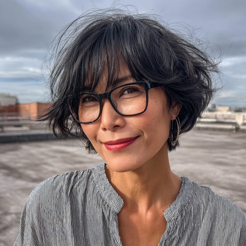 Chic Textured Jawline Bob with Wispy Layers
