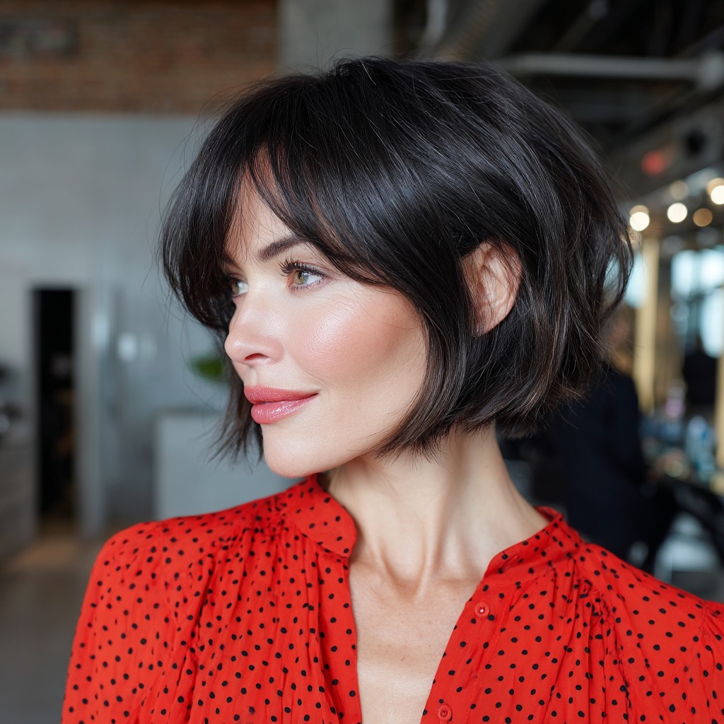 Elegant Layered Bob with Soft Face-Framing Bangs