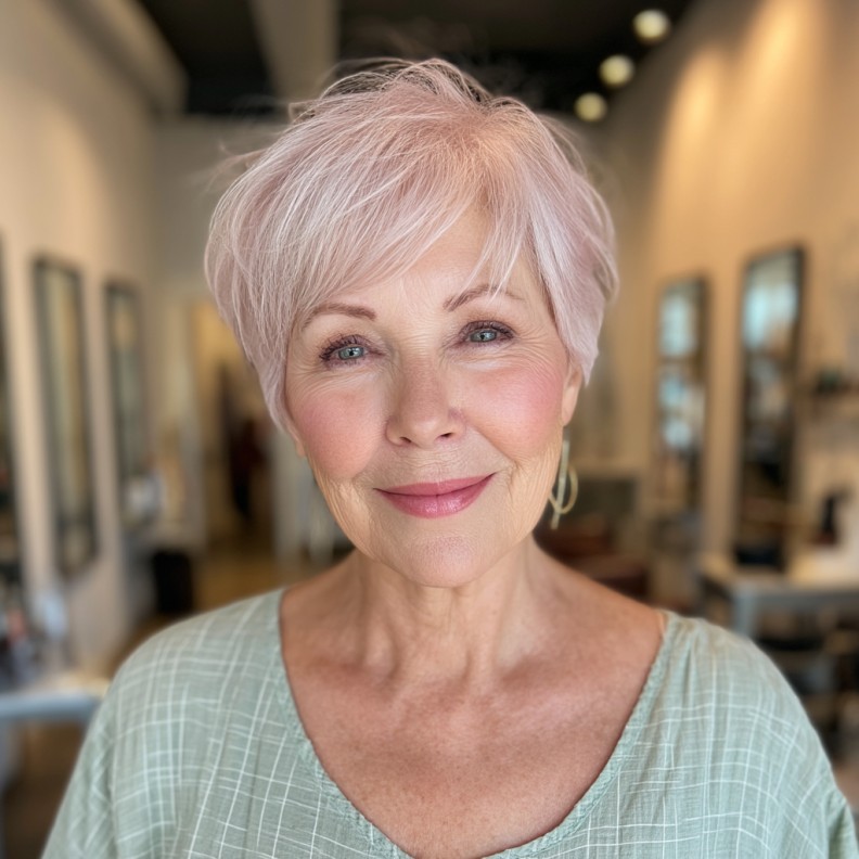 Softly Feathered Pixie with Subtle Rose Tones