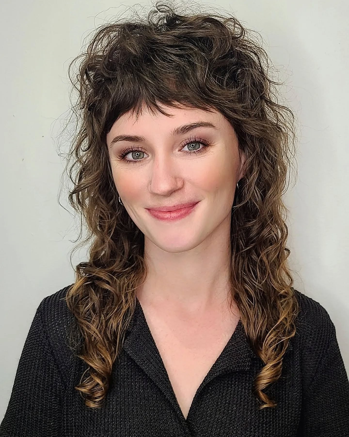 Dynamic Curly Mullet with Textured Layers