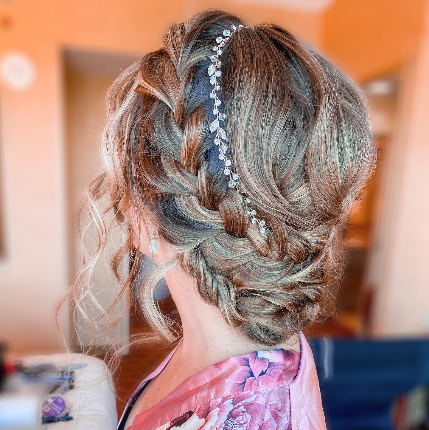 Romantic Braided Updo with Delicate Hair Accessories