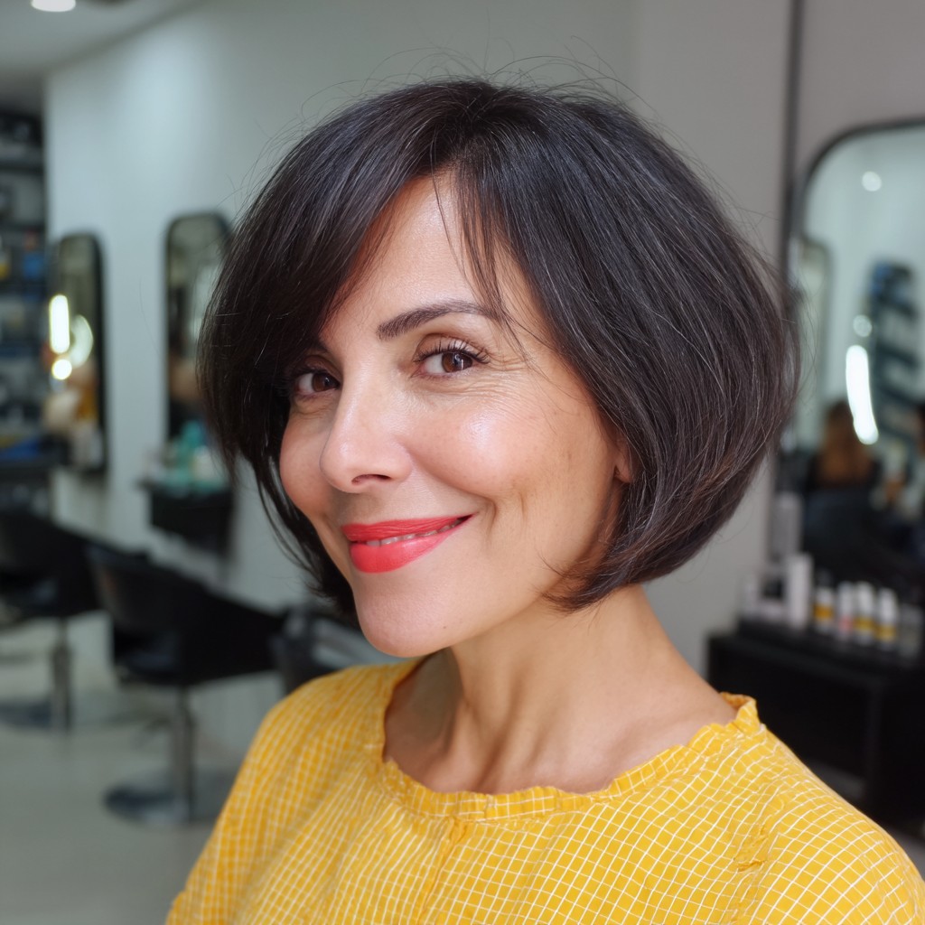 16770 chic layered bob with soft face framing bangs