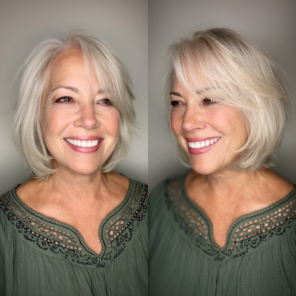 Chic Layered Bob with Soft Face-Framing Bangs