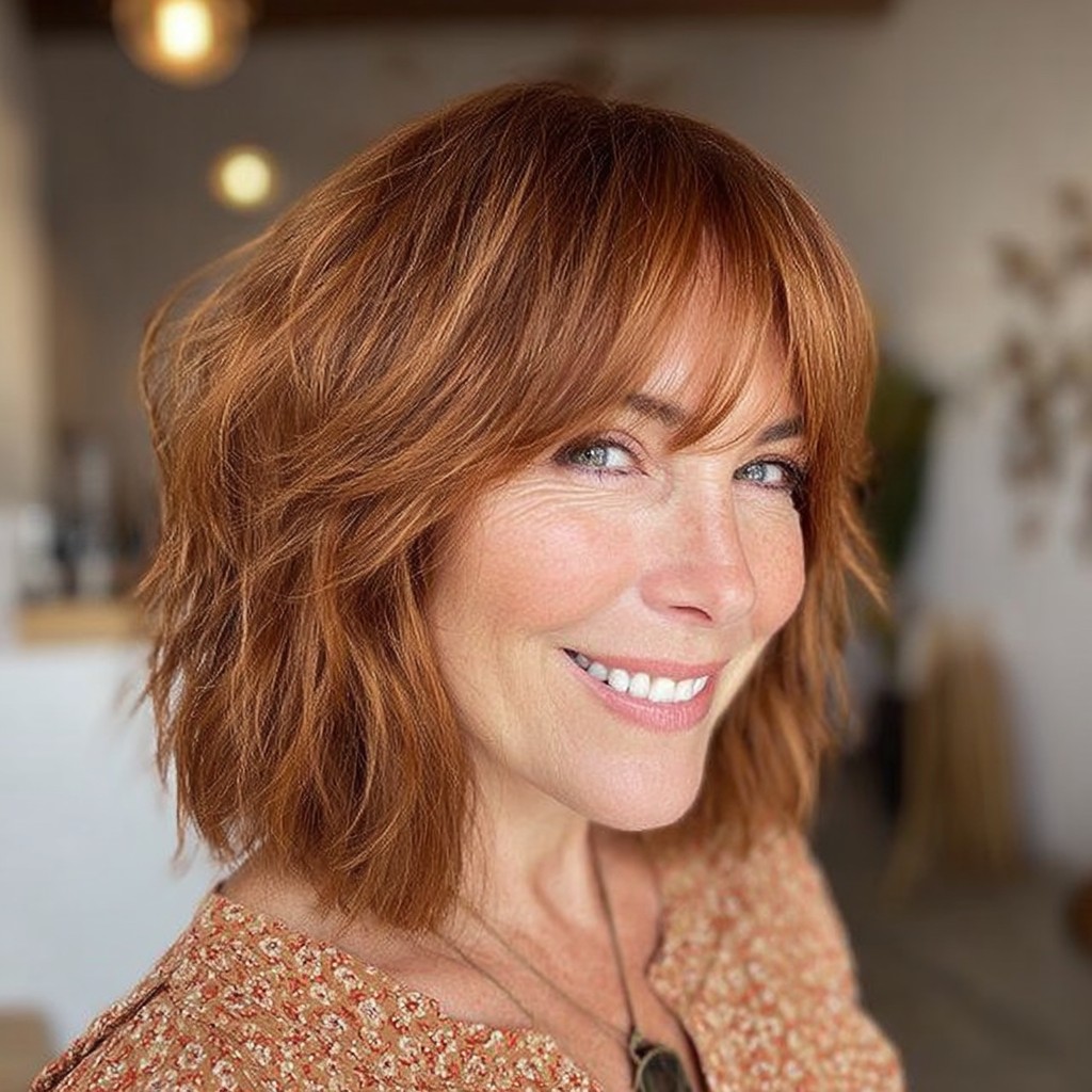 Choppy Layered Lob with Face-Framing Bangs