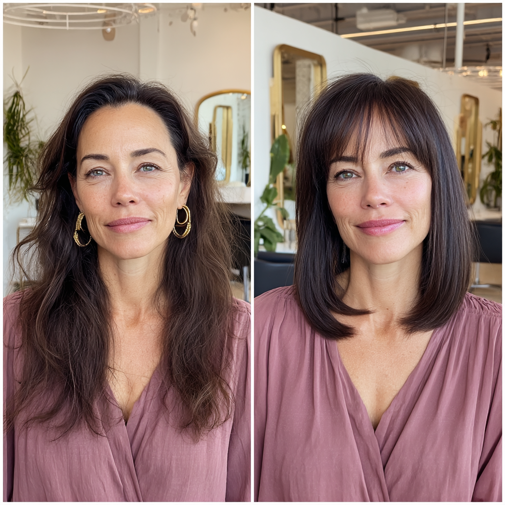 Sleek Shoulder-Length Cut with Soft See-Through Bangs