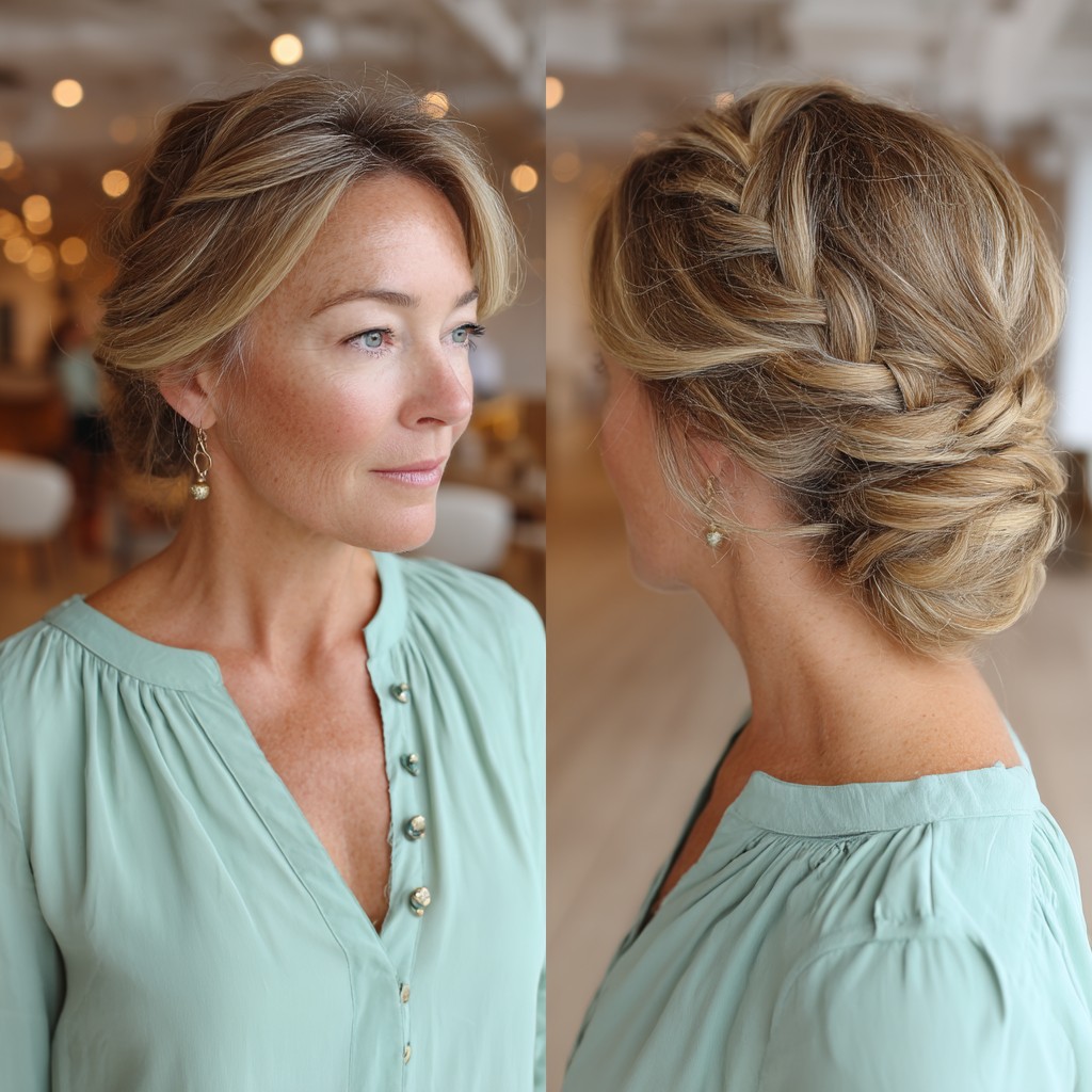 Soft Braided Updo with Gentle Waves