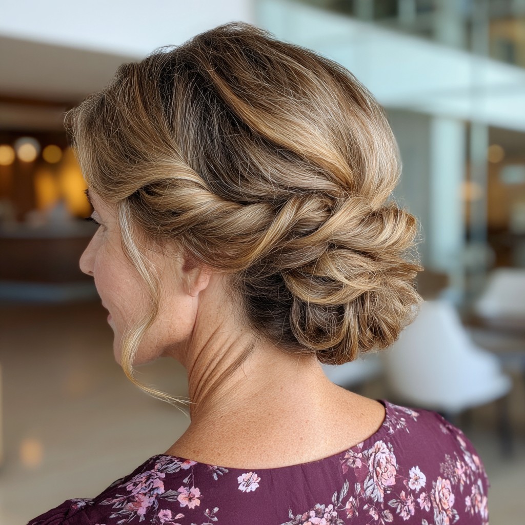 Stylish Braided Chignon with Soft Waves