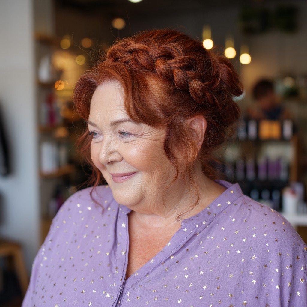 Charming Braided Updo with Soft Face-Framing Tendrils