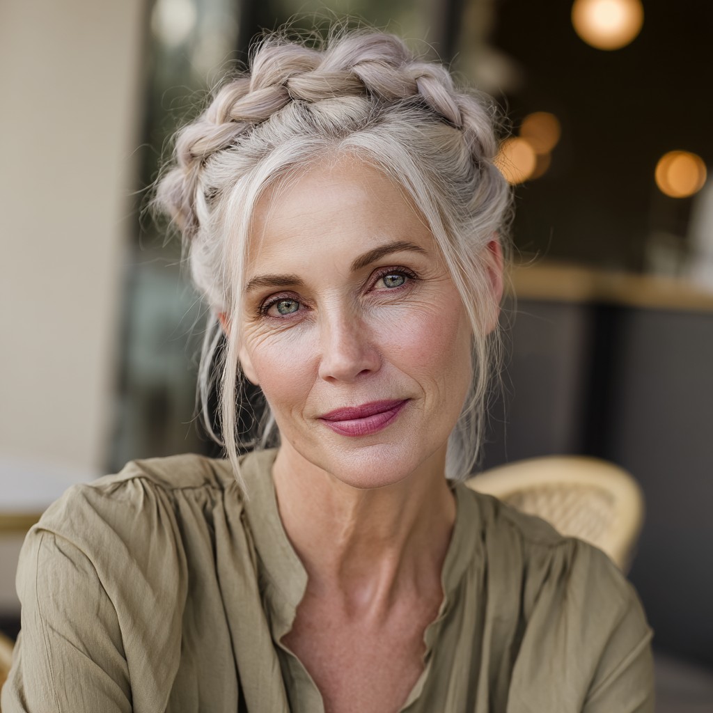 Chic Crown Braid Updo for Timeless Elegance