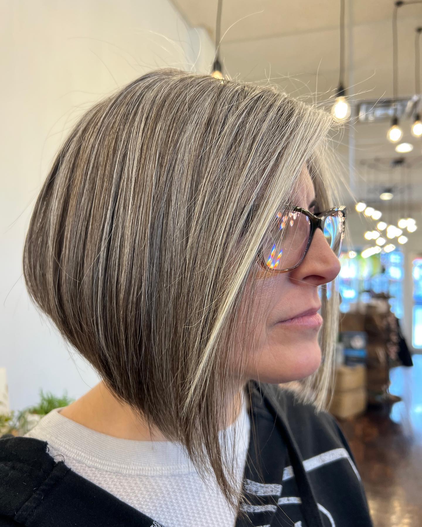 Chic Short Angled Bob with Subtle Highlights