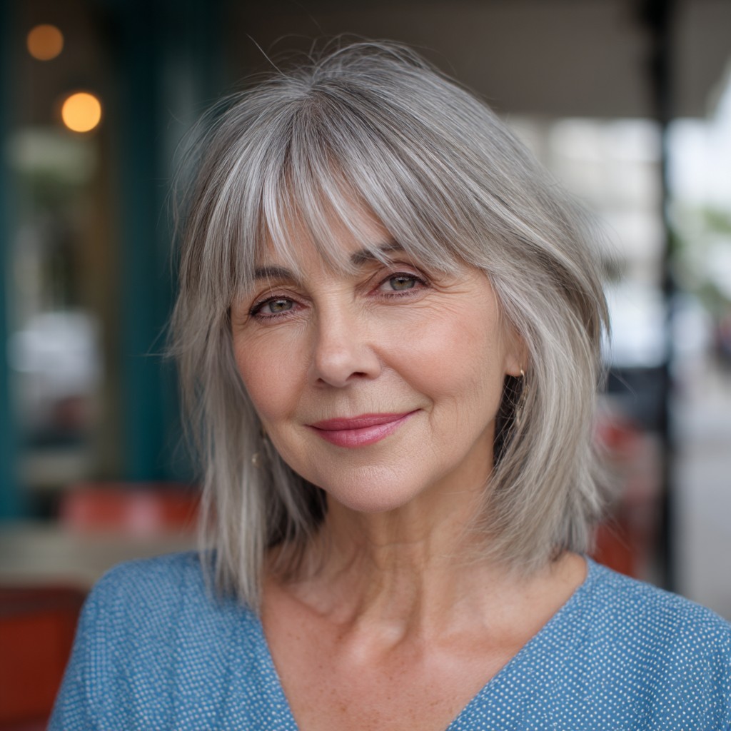 Chic Softly Layered Cut with Wispy See-Through Bangs