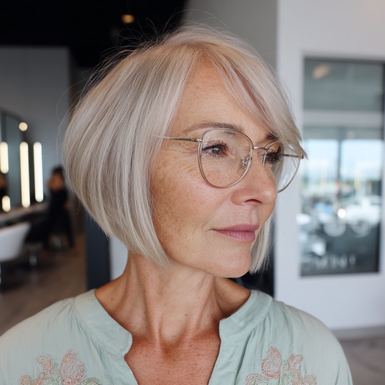Modern Silvery Bob with Soft Face-Framing Layers