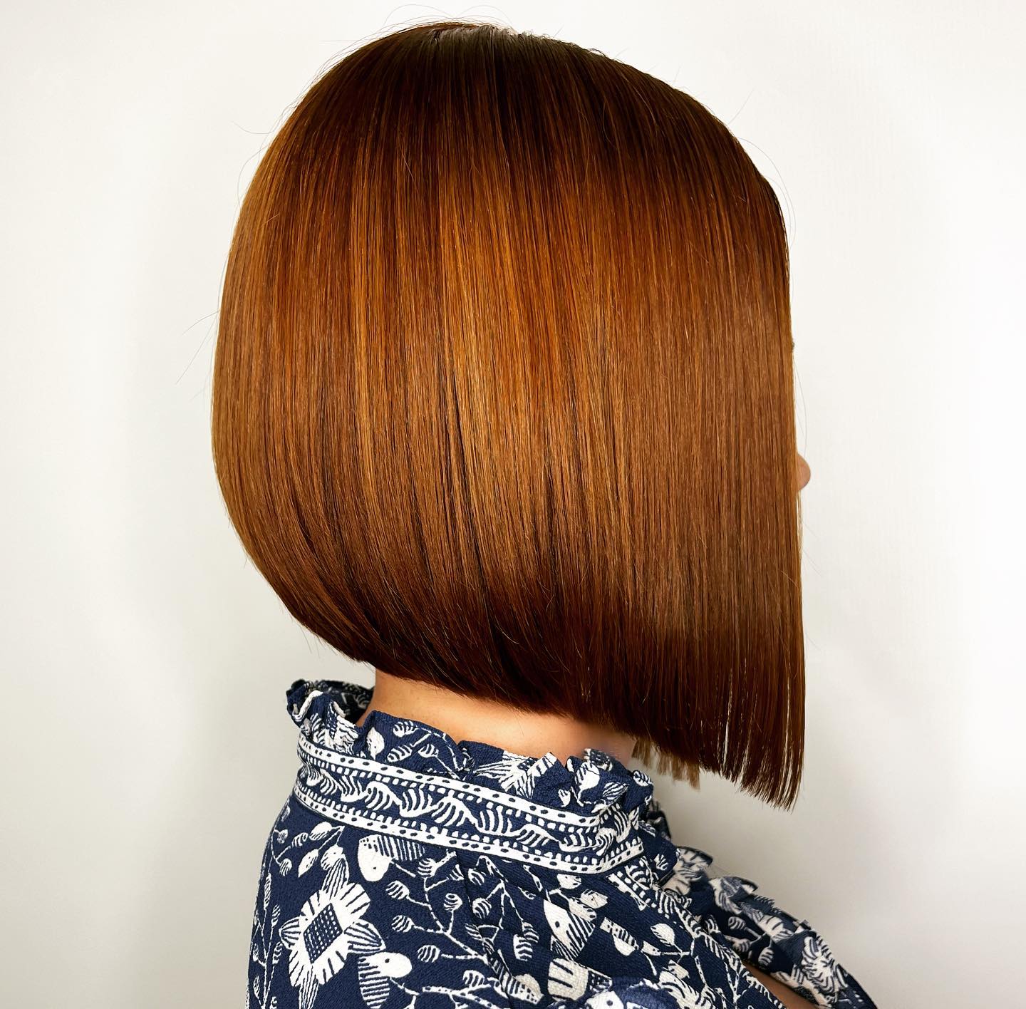 Sleek Copper Bob with a Straight Finish