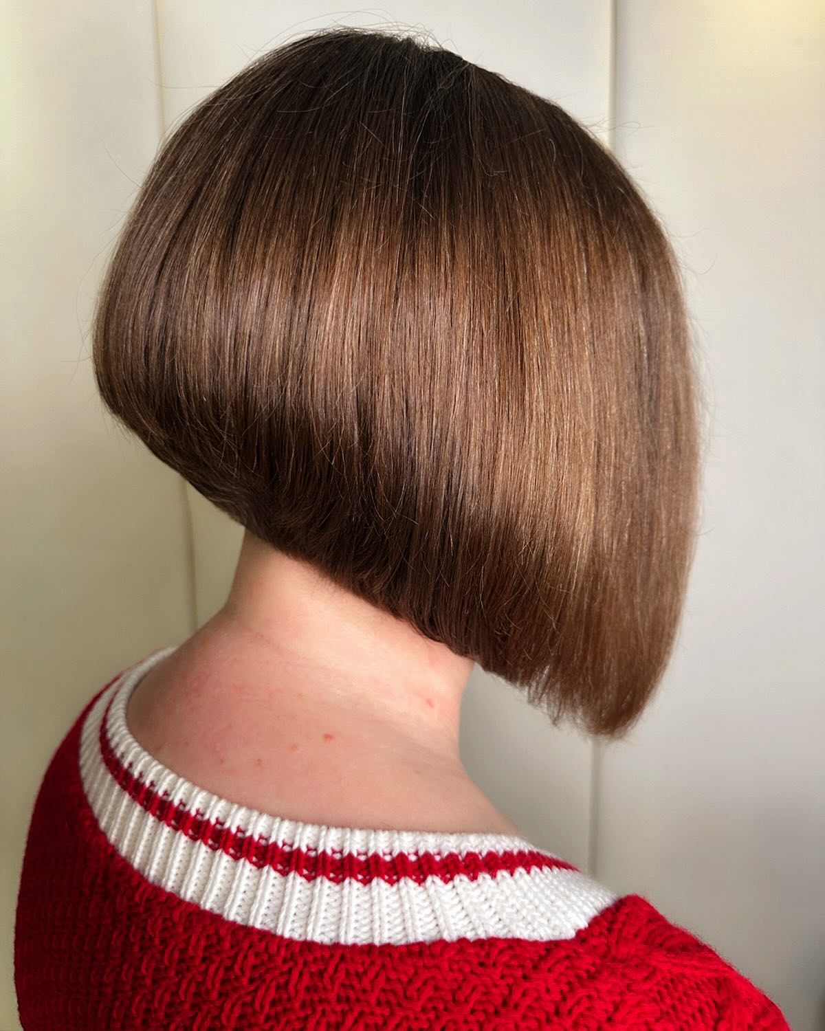 sleek short angled bob with subtle dimension