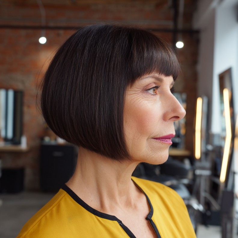 Sleek Short Bob with Blunt Bangs