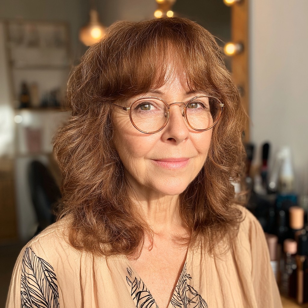 Soft Textured Waves with Gentle See-Through Bangs