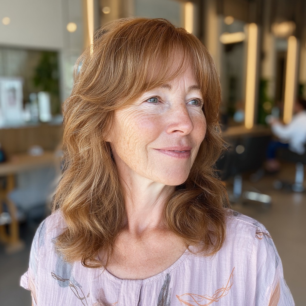 Softly Layered Waves with Gentle See-Through Bangs
