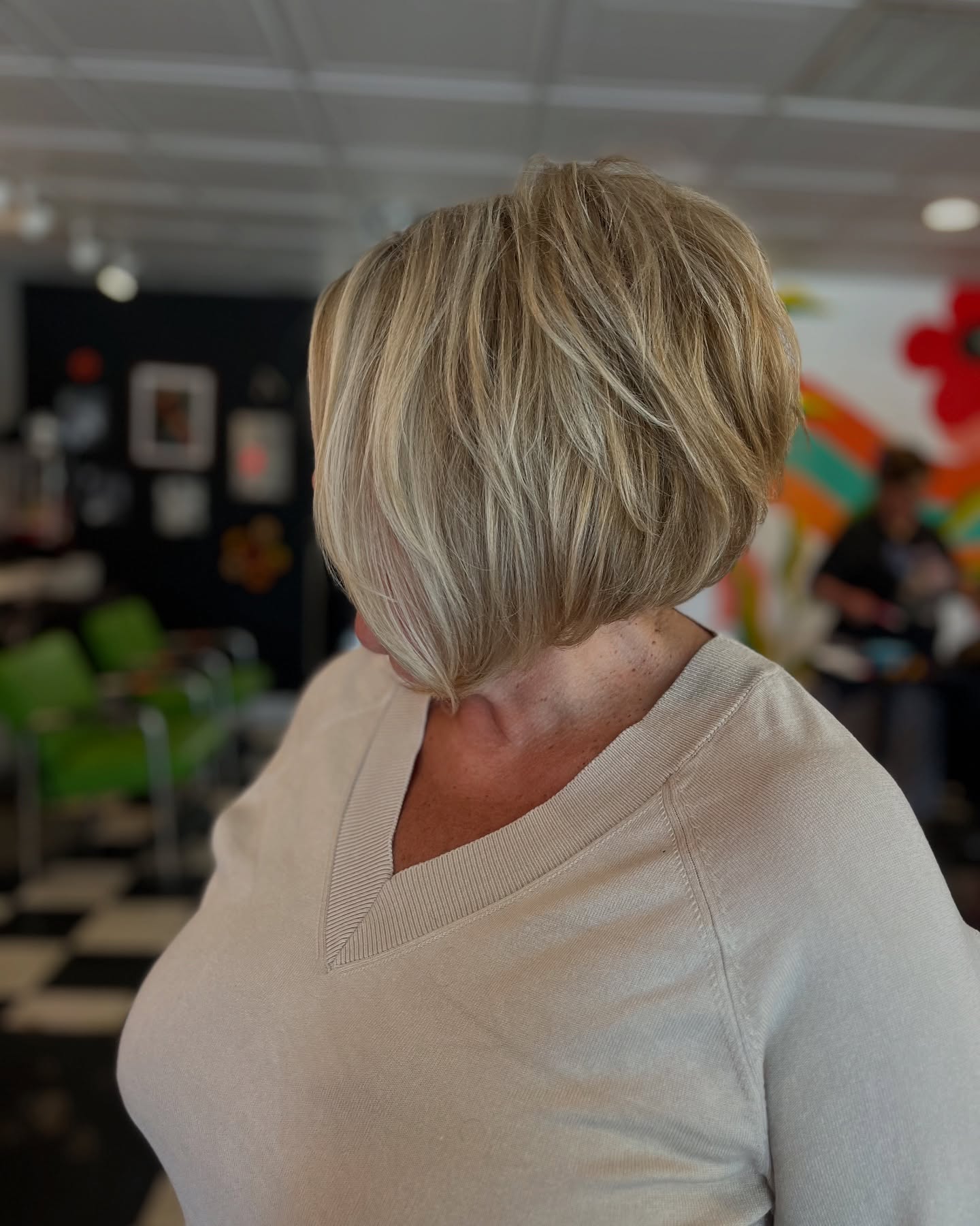 Textured Short Angled Bob with Subtle Layering