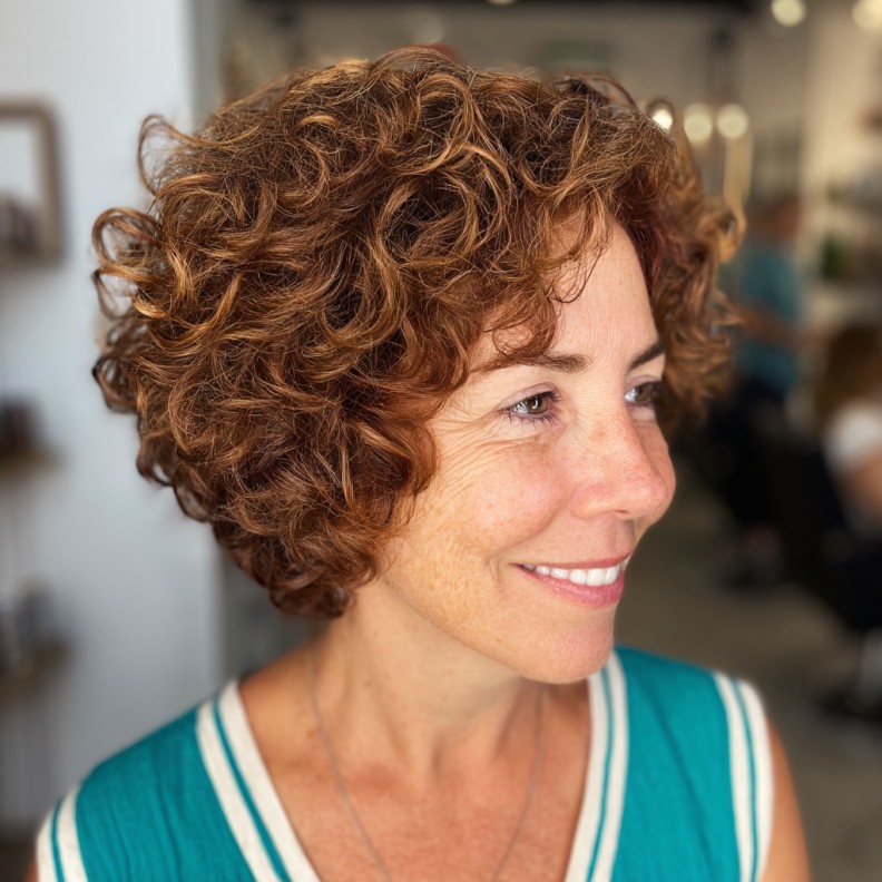 Textured Short Curly Bob with Defined Curls
