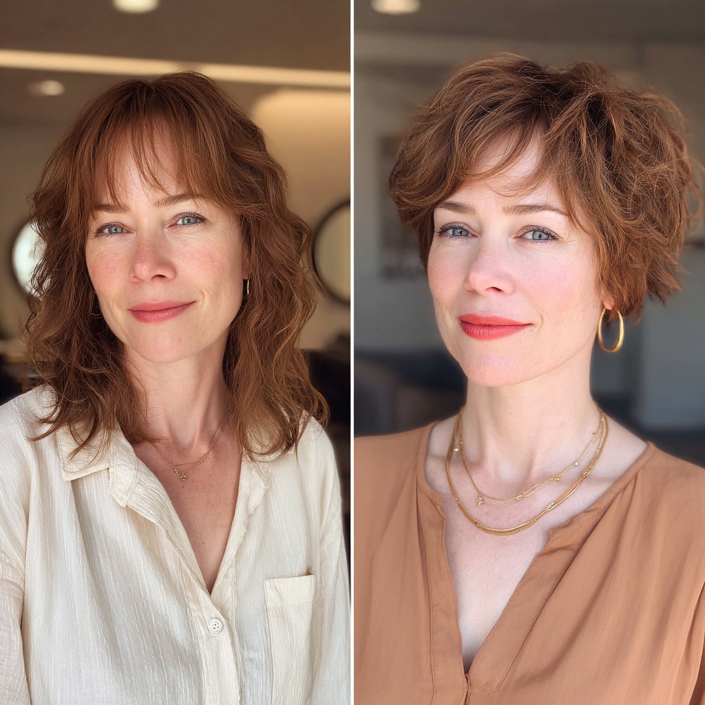 Textured Warm Copper Pixie with Soft Waves