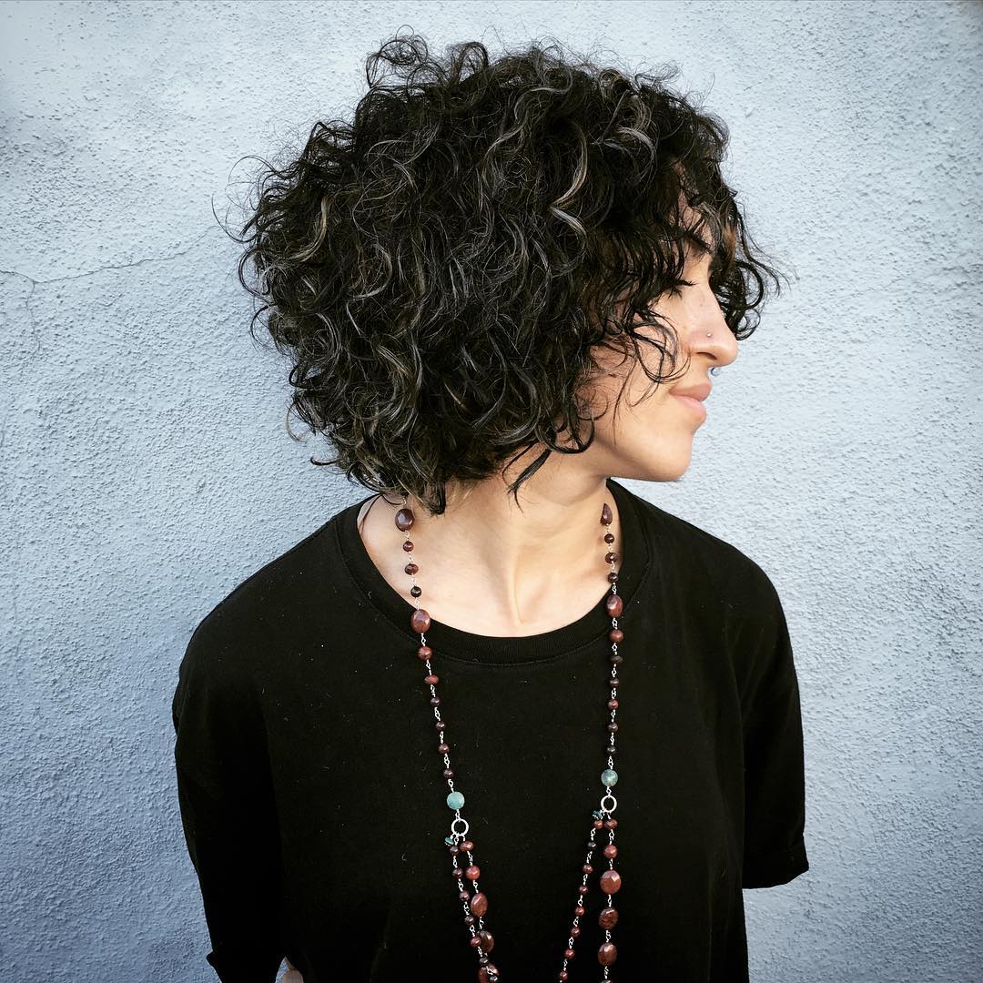Textured Curly Bob with Subtle Highlights
