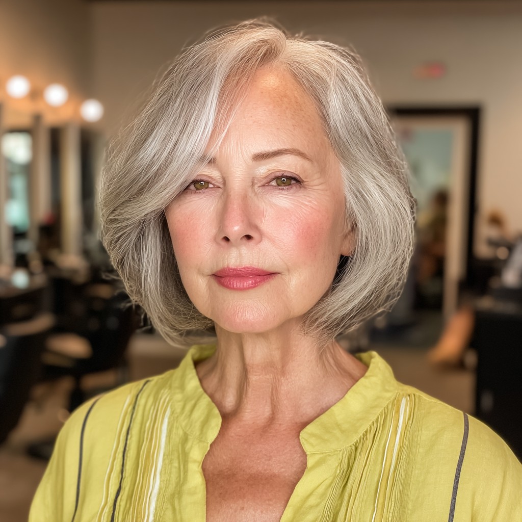 Elegant Silver Layered Bob with Soft Volume